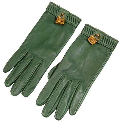 hermes green leather gloves|Hermes driving gloves.